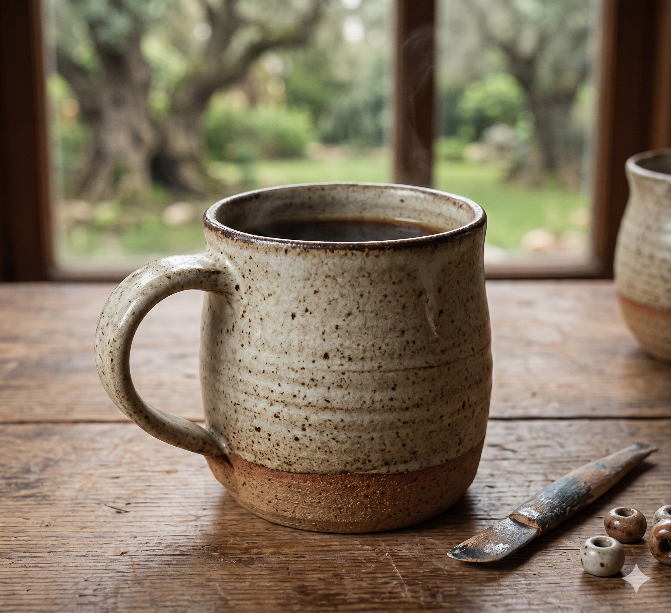 Hand-thrown Wabi-Sabi Ceramic Mug - Speckled Oatmeal