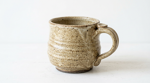 Hand-thrown Wabi-Sabi Ceramic Mug - Speckled Oatmeal